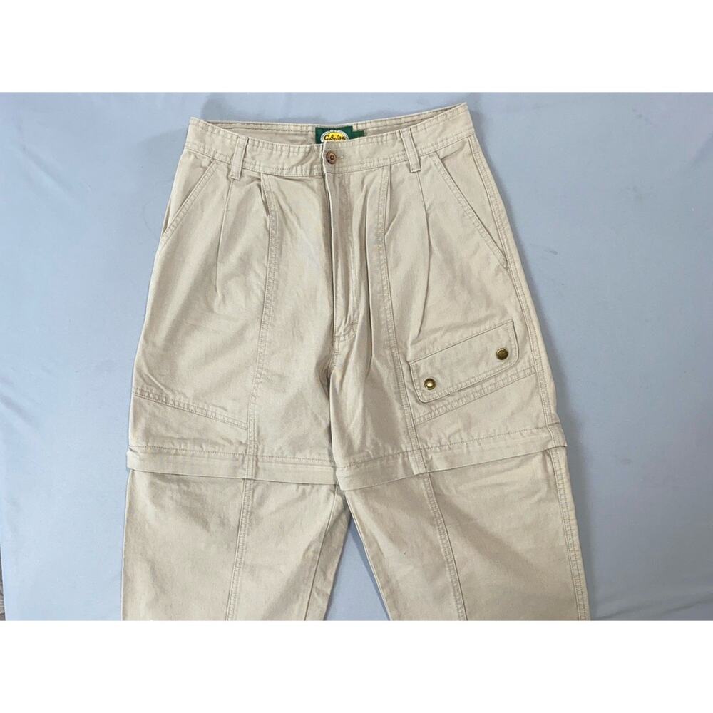 Cabela's Vintage Thick Cotton Canvas Pleated Convertible Cargo Hiking Pants 9-10